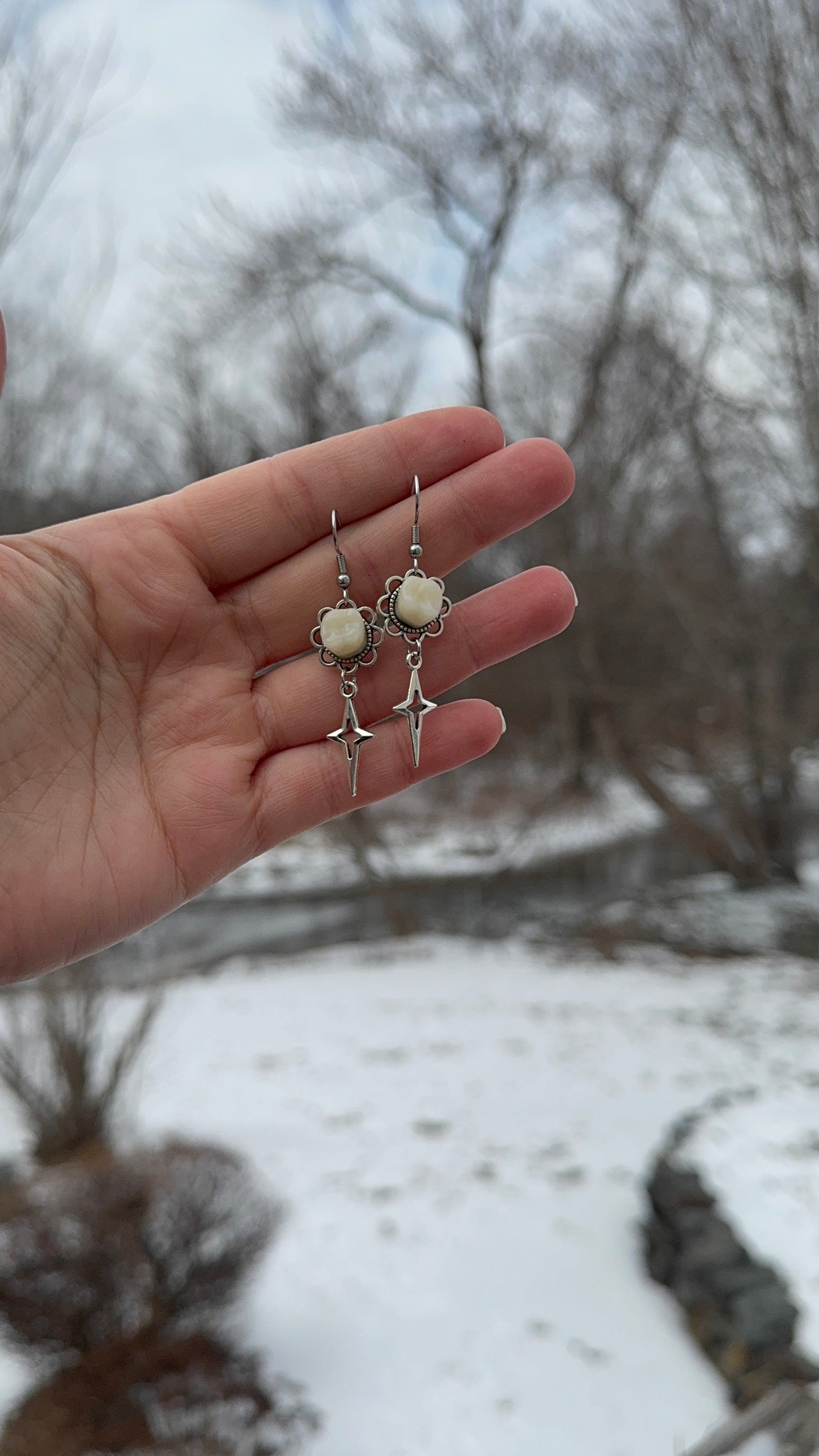 Silver Denture Tooth Earrings