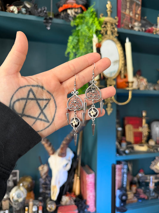 Silver Triple Spike Vertebrae Earrings