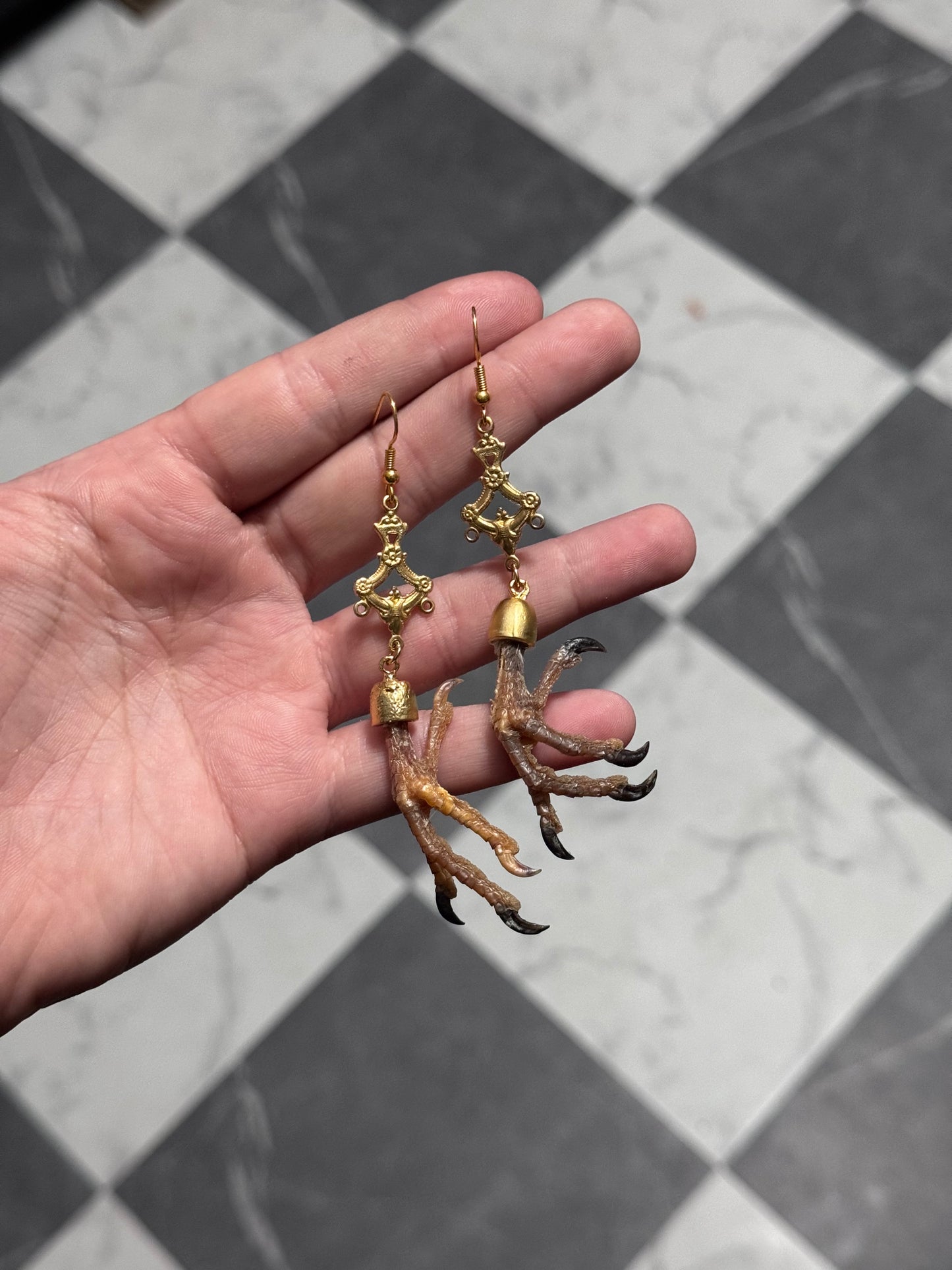 Gold Pigeon Claw Earrings