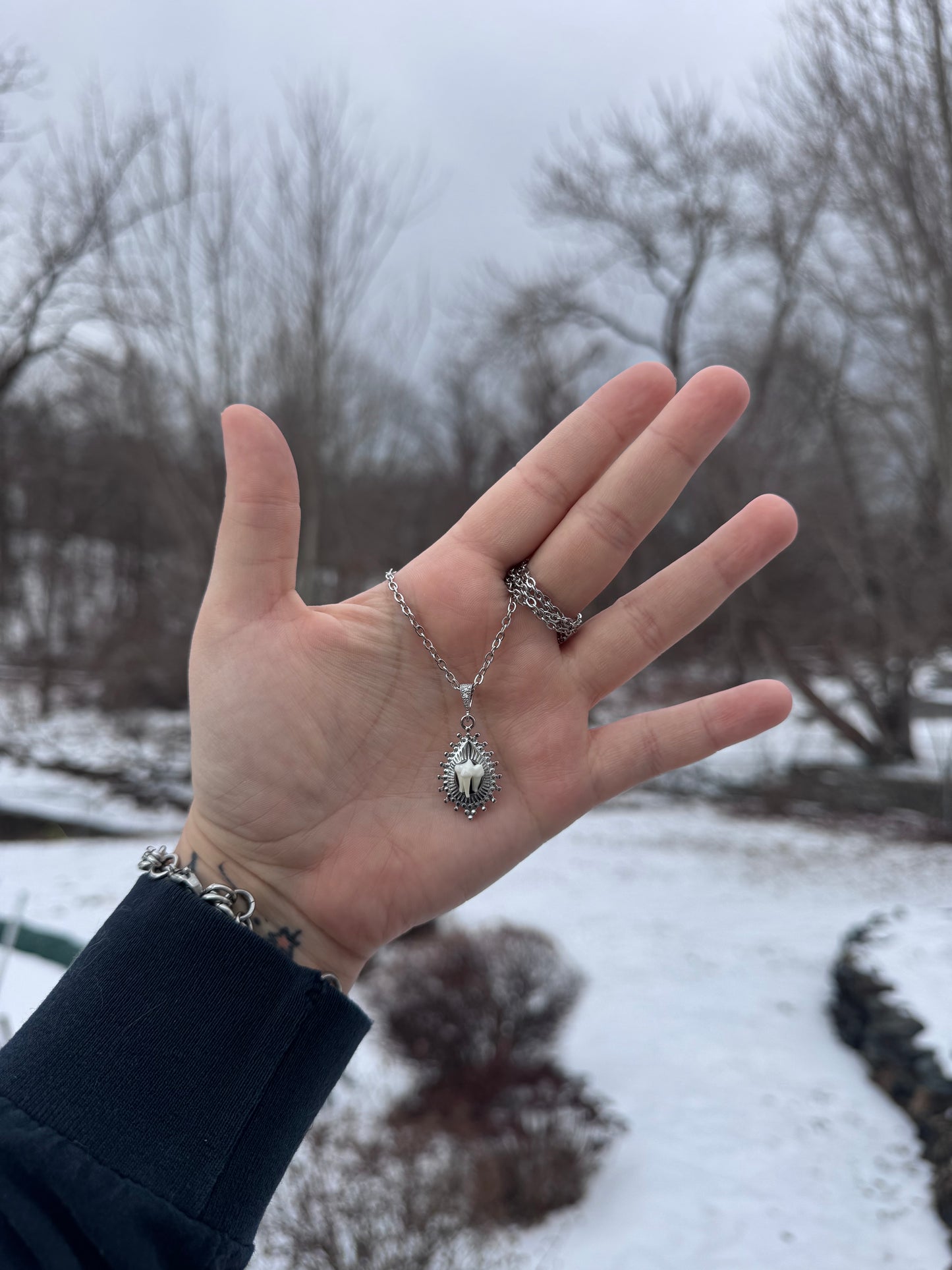 Bead Cluster Tooth Necklace