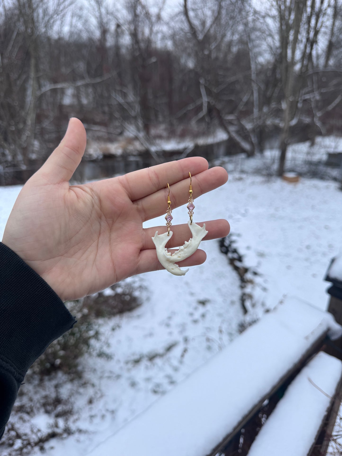 Pink Mink Jaw Earrings