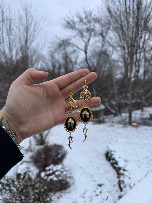 Tribal Tooth Cameo Earrings