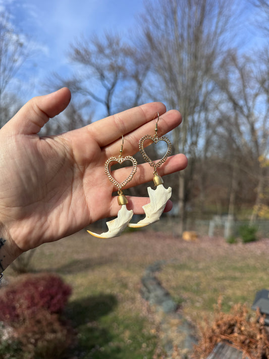 Muskrat Jaw Heart Earrings