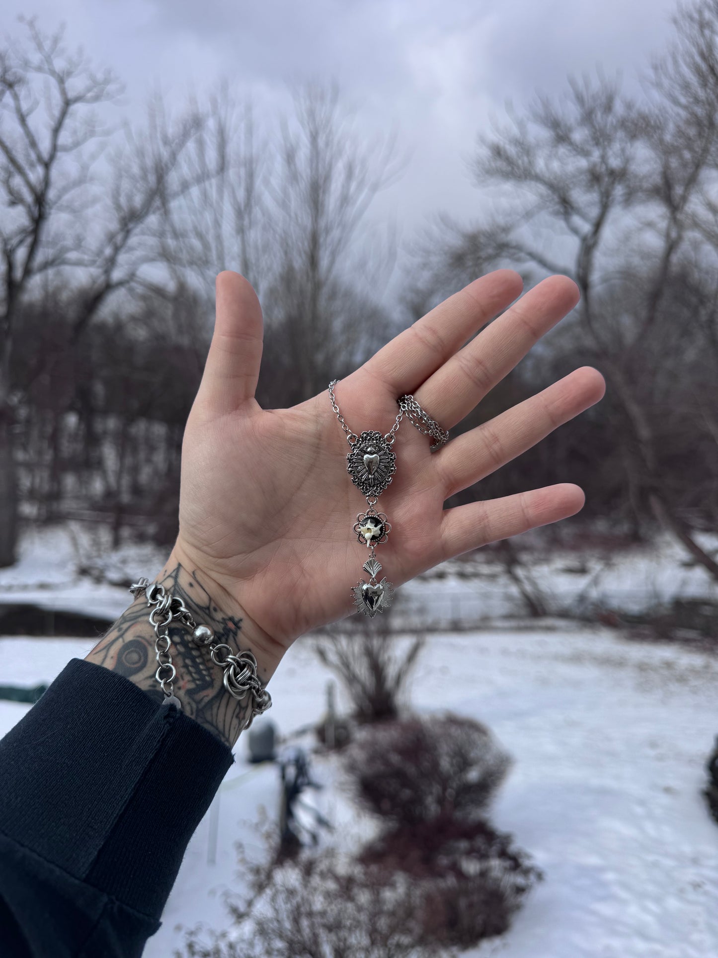 Rosary Heart Vertebrae Necklace