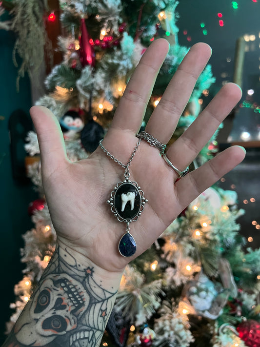 Coyote Tooth Cameo Pendant